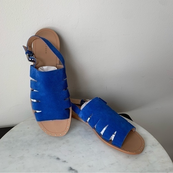 Halogen Shoes - Halogen Jannie Cutout Slingback Blue Suede Leather Sandals Size 11